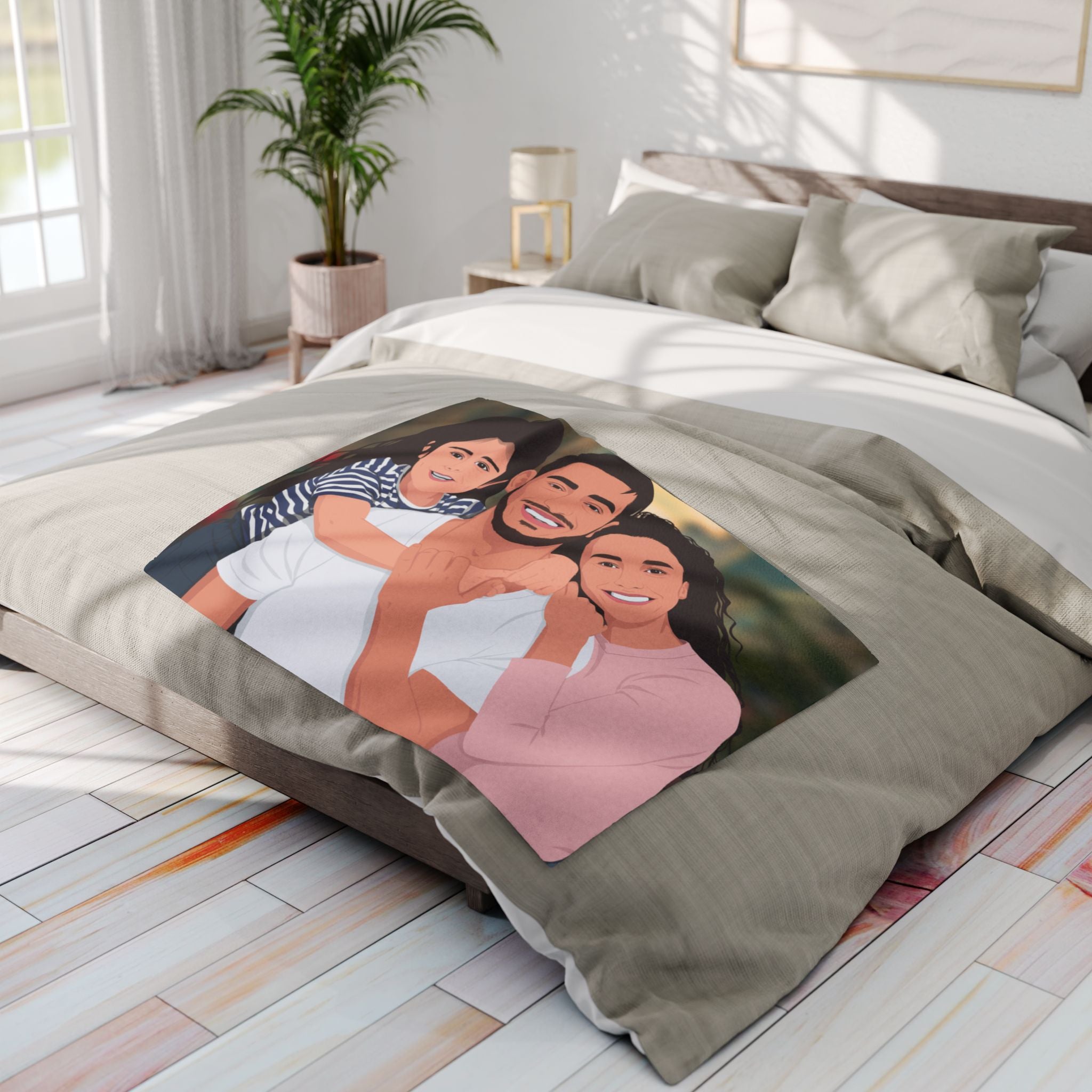 Luxury Fleece Blanket With Family Portrait